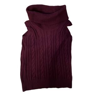 Banana Republic Burgundy Red Sleeveless Cable Knit Turtleneck Sweater Vest - L